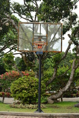 Basketball board made from fiber glass installed outside the park