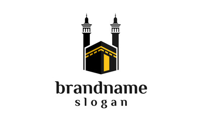 Kaaba mecca logo design vector