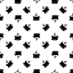 Coffee cup on brown random seamless repeat pattern background