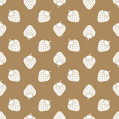 Strawberries on red seamless repeat pattern background