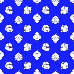 Strawberries on red seamless repeat pattern background