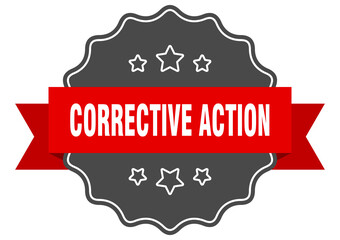 corrective action label. corrective action isolated seal. sticker. sign