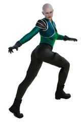 Scifi Woman on isolated white background, 3D Illustration, 3D rendering