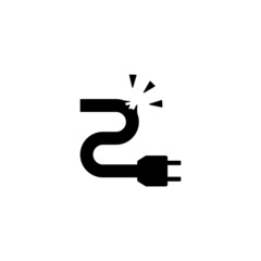 The power cord is broken icon vector isolated on white