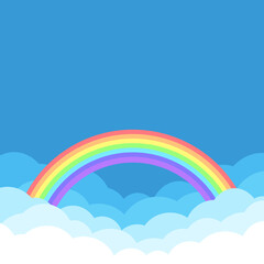 Obraz na płótnie Canvas 雲の背景　正方形　青空　虹