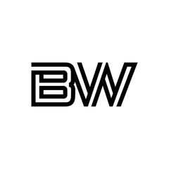 initial letter bw line stroke logo modern