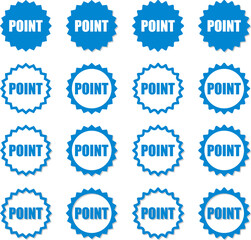 アピールポイント用のギザギザのフキダシアイコン　青色セット