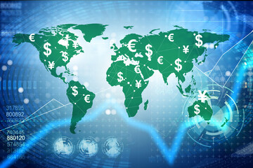 Global money transfer and exchange concept