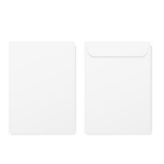 Blank realistic closed envelope front and back view mock up. Vector