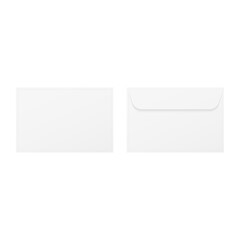 Blank realistic closed envelope front and back view mock up. Vector