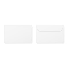 Blank realistic closed envelope front and back view mock up. Vector