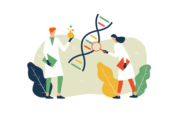 Fototapeta na wymiar Vector illustration, research DNA concept, science laboratory