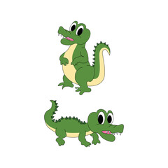 illustration vector graphic of cute crocodile  animal character cartoon isolated, perfect for cover, book, birthday card, gift card, wrap paper, sticker, t-shirt, memo, decoration