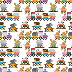 seamless pattern with cute animal character cartoon