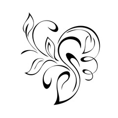 ornament 1287. decorative element with stylized leaves and curls in black lines on a white background