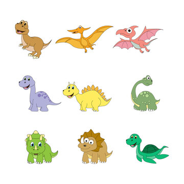 adorable dinosaur cartoon simple vector illustration