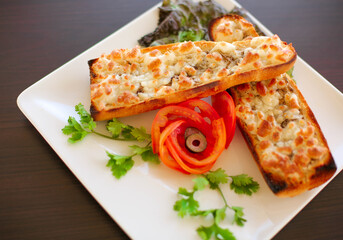 Fried bread with cheese