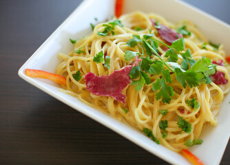 Spaghetti with ham