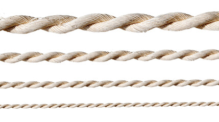 White rope on white background. File contains with clipping path so easy to work.