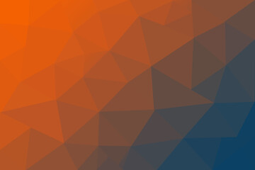 Orange blue abstract geometric background in Origami style with gradient. illustration graphic background. Raster polygon design for your business. 