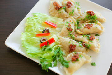 Dumplings on a plate