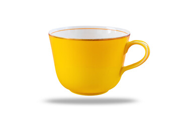 Yellow cup of coffee  isolated on white background. File contains with clipping path.