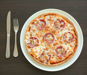 pizza with pepperoni on a plate
