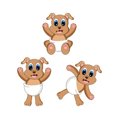 cute baby dog animal character simple vector illustration
