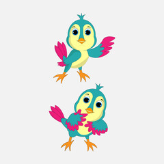 cute bird animal character simple vector illustration