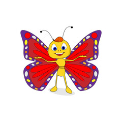 Fototapeta na wymiar illustration vector graphic of cute butterfly animal character cartoon isolated, perfect for cover, book, birthday card, gift card, wrap paper, sticker, t-shirt, memo, decoration