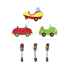 Stickers pour porte Course de voitures set of cartoon cars
