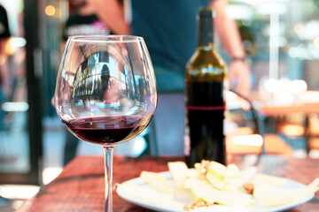 black and white wine glass in a cafe restaurant
