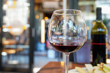 red wine glass drinking in a cafe restaurant