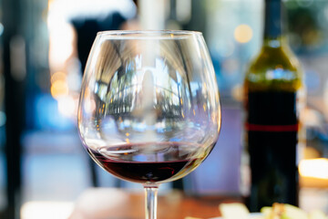 red wine glass drinking in a cafe restaurant