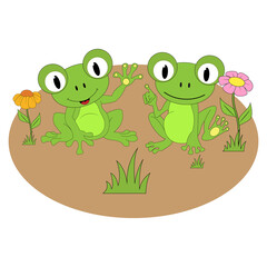 illustration vector graphic of cute frog animal character cartoon isolated, perfect for cover, book, birthday card, gift card, wrap paper, sticker, t-shirt, memo, decoration