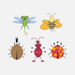 illustration vector graphic of cute  insect animal character cartoon isolated, perfect for cover, book, birthday card, gift card, wrap paper, sticker, t-shirt, memo, decoration