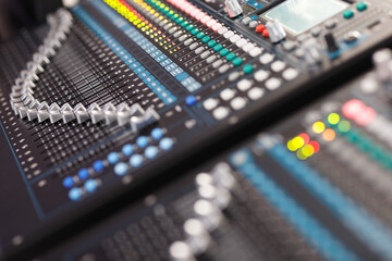 professional digital sound mixing console close up
