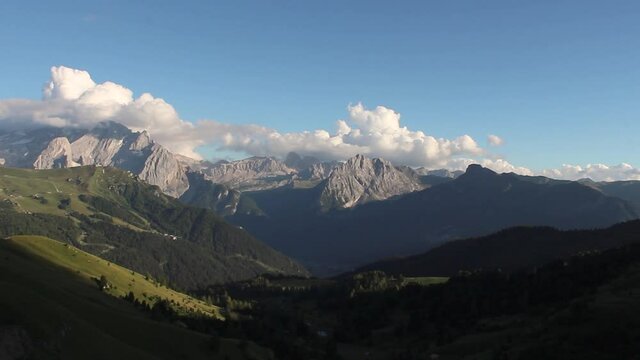 Some footage shot from Passo Sella, Trentino, showing the highest peak of Dolomites, Marmolada.