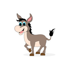 illustration vector graphic of cute donkey animal character cartoon isolated, perfect for cover, book, birthday card, gift card, wrap paper, sticker, t-shirt, memo, decoration