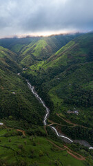 Mountain river highland sunset