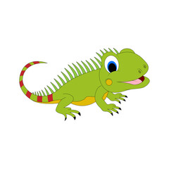 Fototapeta premium illustration vector graphic of cute iguana animal character cartoon isolated, perfect for cover, book, birthday card, gift card, wrap paper, sticker, t-shirt, memo, decoration