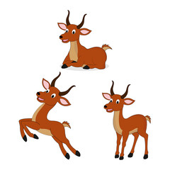 illustration vector graphic of cute impala animal character cartoon isolated, perfect for cover, book, birthday card, gift card, wrap paper, sticker, t-shirt, memo, decoration