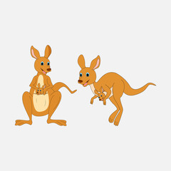 illustration vector graphic of cute kangaroo animal character cartoon isolated, perfect for cover, book, birthday card, gift card, wrap paper, sticker, t-shirt, memo, decoration