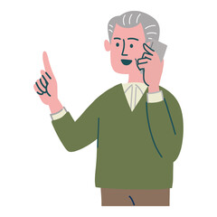 男性　シニア 　携帯電話　提案　立っている
