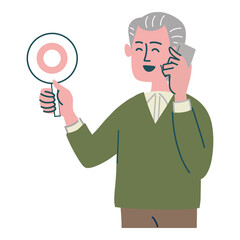 男性　シニア 　携帯電話　マル　立っている