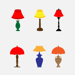 set of colorful vector lamps