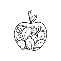The outline of the Apple is hand drawn. Graphics, outline. Vector illustration for design.
