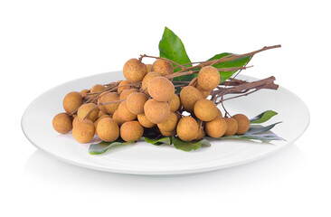 longan. fresh longan on white plate