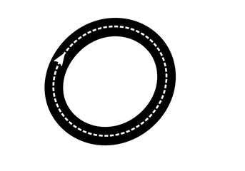 vector circle black road with white line isolated on white background