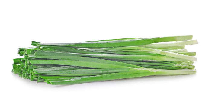 green onion chives on white background.